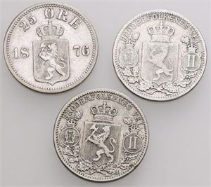 25 øre 1876, 1899, 1902. (3)