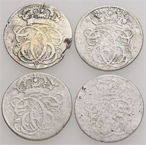 2 skilling 1697, 1698, 1699, 16XX. (4)