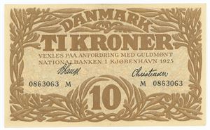 10 kroner 1925 M, nr. 0863063