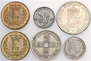 Skilling 1856, 1860; 4 skilling 1871, m.fl. (6)