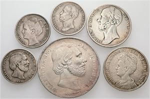 1/2, 1, and 2 1/2 Gulden. (6)