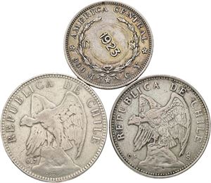 Peso 1903; 2 Pesos 1927; Colon 1923. (3)