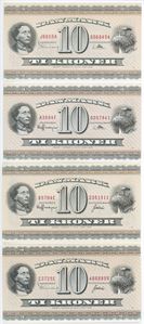 10 kroner 1965, 1968, 1970, 1972. (4)
