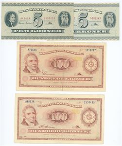 Samling pengesedler. I alt 47 stk.