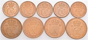 1 Eyrir and 2 Aurar, nice condition. (9)