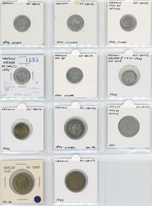 Collection, 1/4 cent to 50 cents, in total 58 pcs. (58)