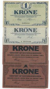 1 krone 1914 (2), 1916, 1921 V. (4)