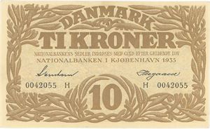 10 kroner 1935 H, nr. 0042055