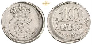 10 øre 1920 - fejlmønt med fejlcentreret præg