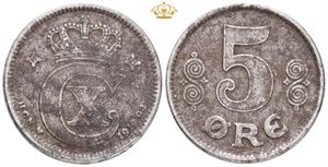 5 øre 1919, fejlmønt, drejet 90 grader.