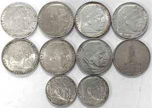 Germany, 2-5 Reichsmark 1934-1939. (10)