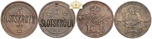 5 öre countermarked Slotskroen. (2)