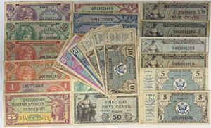 Collection Military Payment Certificates, 26 pcs. (26)