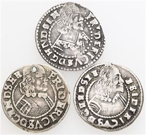 1/16 rigsdaler 1649, 1652, 1658. (3)