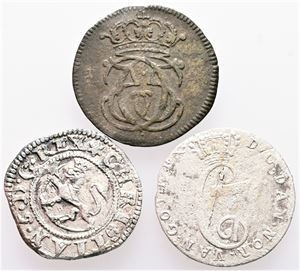 2 skilling 1675, 1687, 1782. (3)