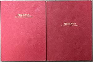 Samling 1/2, 1 og 2 kroner i to røde Sieg album. (68)