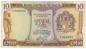 10 Liri 1967, 1973 ND Issue