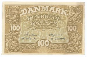 100 kroner 1940 B, nr. 2172802