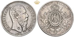 Peso 1866 Mo, heart countermark / chopmark