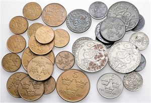 1, 2 og 5 öre, mange pæne eksemplarer. (31)