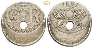 10 øre 1925/1926 - fejlmønt med decentreret præg