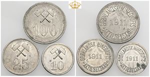 10, 25 og 100 øre 1911 - komplet sæt. (3)
