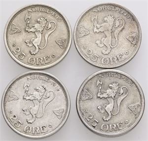 25 øre 1909, 1913, 1916, 1919. (4)