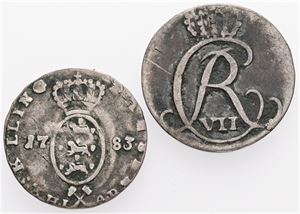 2 skilling 1783; 2 skilling 1803. (2)