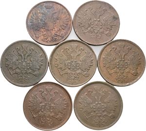 2 Kopecks 1850, 1860, 1862, 1863, 1864, 1865, 1866. (7)