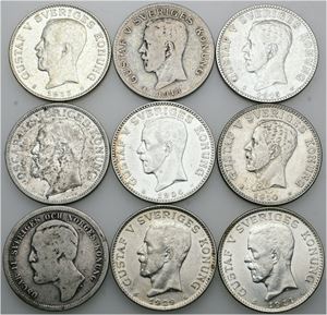 1 krona, forskellige. (9)