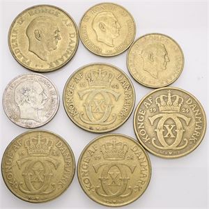 1 krone 1892, 1954, 1959; 2 kroner 1924, 1926, 1938, 1941, 1959. (8)