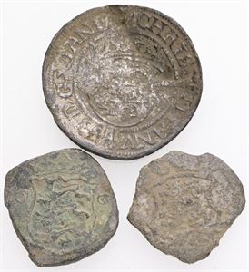 Skilling 1544; 2 skilling 1564, 1565. (3)