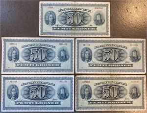 50 kroner 1966, 1970 (4). (5)