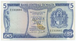 5 Liri 1967, 1973 ND Issue