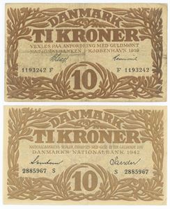 10 kroner 1919 F, 1942 S. (2)