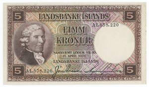 5 krónur u. år (1935), nr. A1 838220
