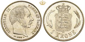 1 krone 1892 - medaljeprægskarakter på bagsiden