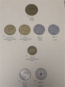 25 øre - 5 kroner, komplet sæt officielle mønter. (8)