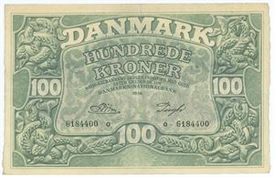 100 kroner 1956 o, nr. 6184400, Riim / Pugh