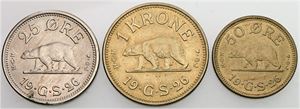 25 og 50 øre samt 1 krone 1926 - pæne. (3)