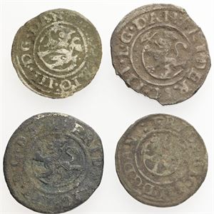1 skilling 1650, 1655; 2 skilling 1661, 16XX. (4)