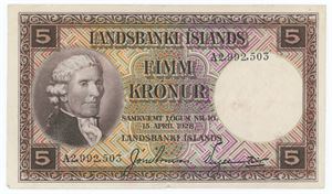 5 krónur u. år (1935), nr. A2 992503