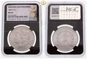 Dollar 1884 O - graded MS 63 by NGC, Original Bag Series