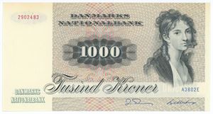 1000 kroner 1980 A3, nr. 2902483, O. Thomasen / Billestrup
