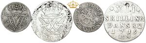 2 skilling 1703; 12 skilling 1719. (2)