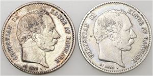 1 krone 1875, 1892. (2)