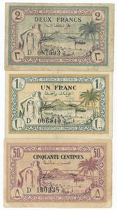 50 Centimes, 1 Franc, 2 Francs, 1943. (3)