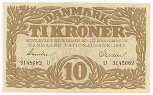 10 kroner 1943 U, Sander
