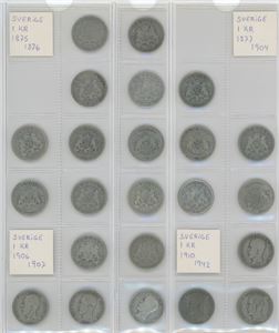 Samling 1 krona fra perioden 1875-1973. (77)