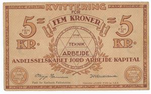 JAK-seddel, 5 kroner 1932, Sandby Andelskasse, Harpelunde St.